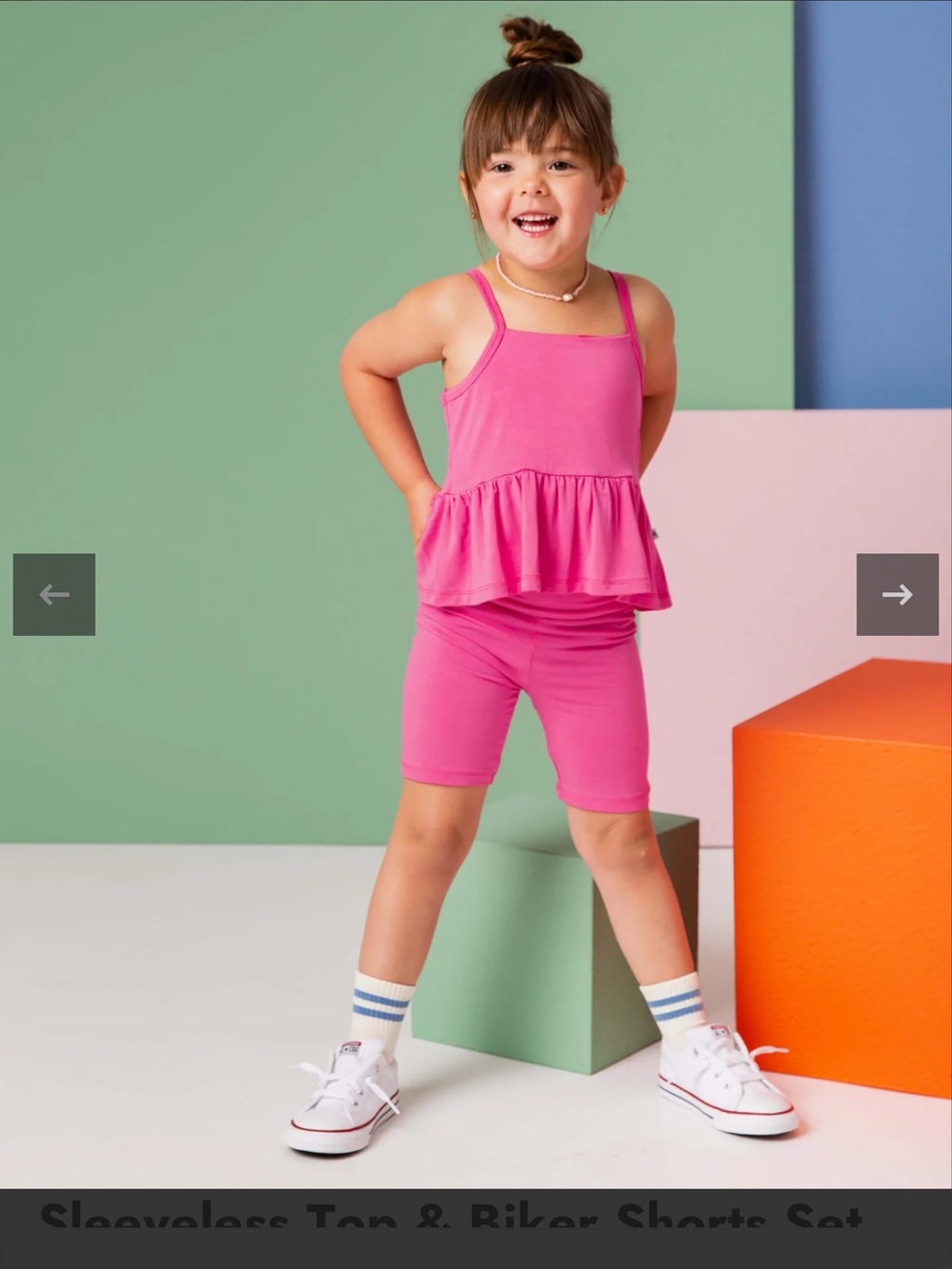 Bums & Roses Playful Pink Sleeveless Top & Biker Shorts Set 3T VGUC